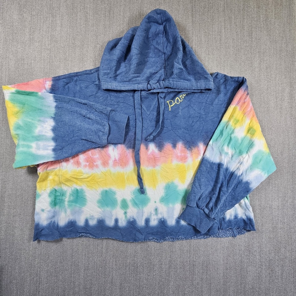 Vintage Havana Cropped Hoodie Multicolor Long Sleeve embroider Paradise Sz Small